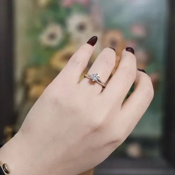 $7500++ Tiffany & Co. Solitaire Platinum Diamond Engagement Ring .62 TCW - Picture 4 of 9